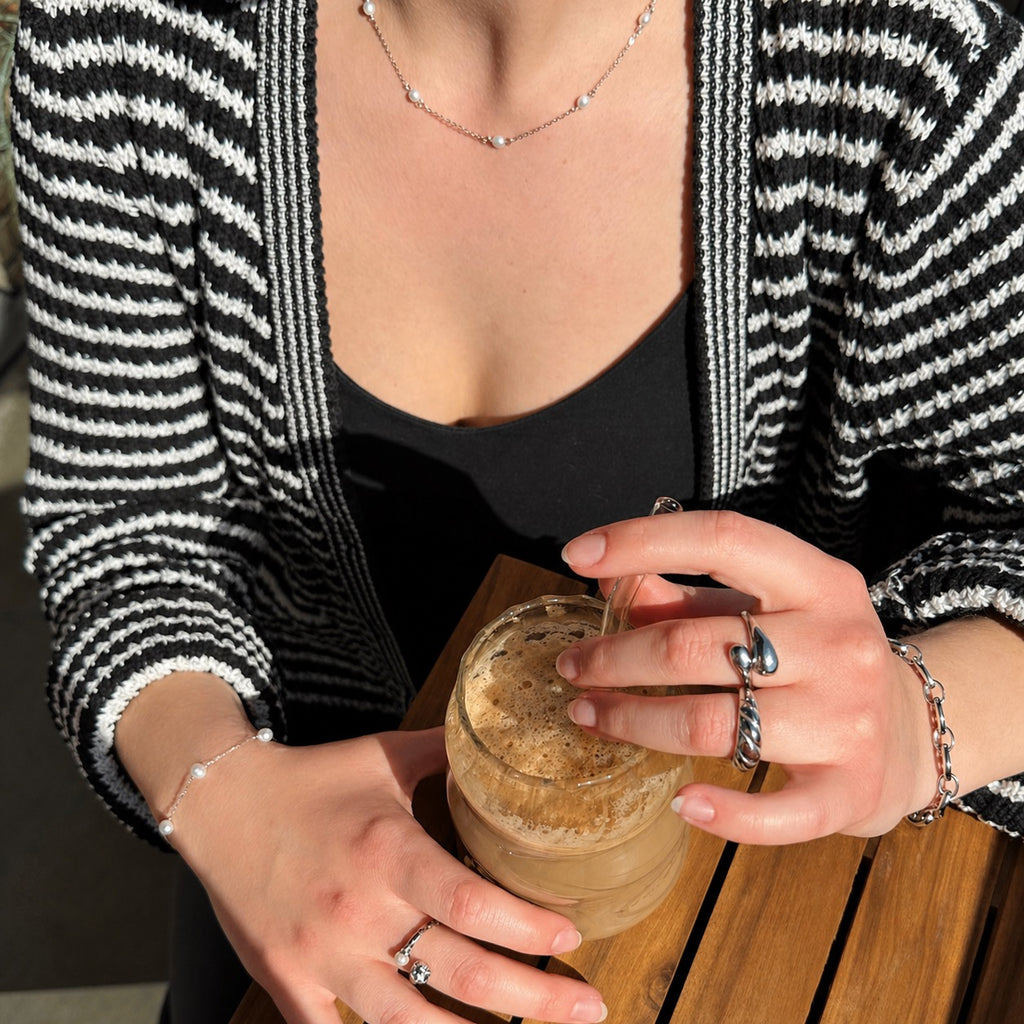 Raw Pearl Ring - Onesize Sølvfarvet