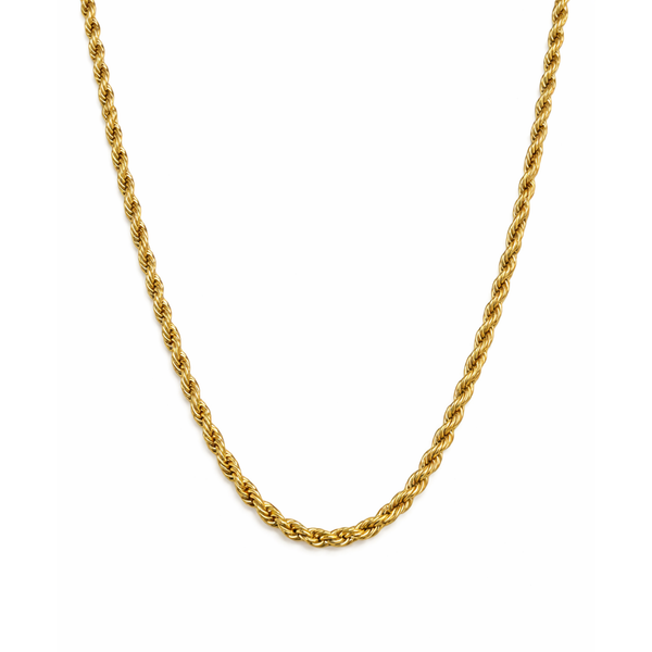 Classic Rope 3mm Halskæde Guldbelagt
