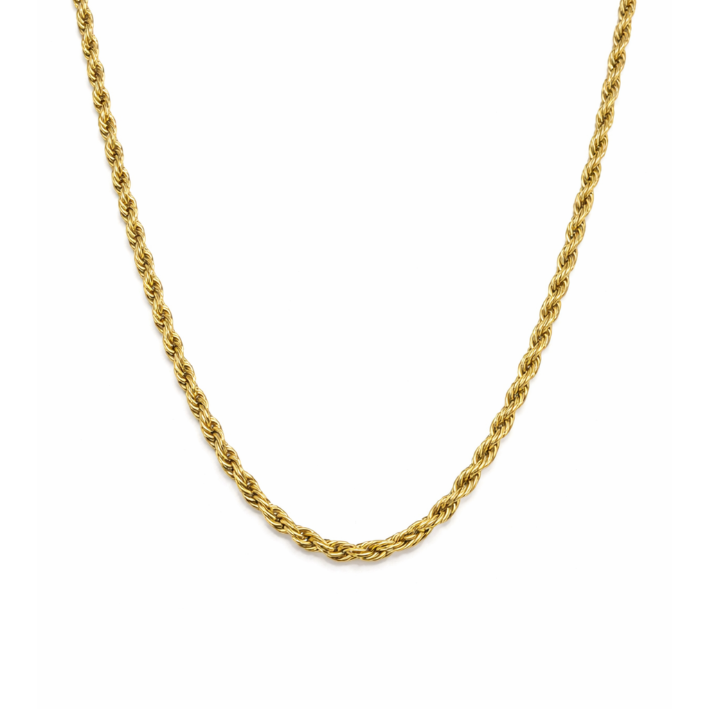 Classic Rope 4mm Halskæde Guldbelagt