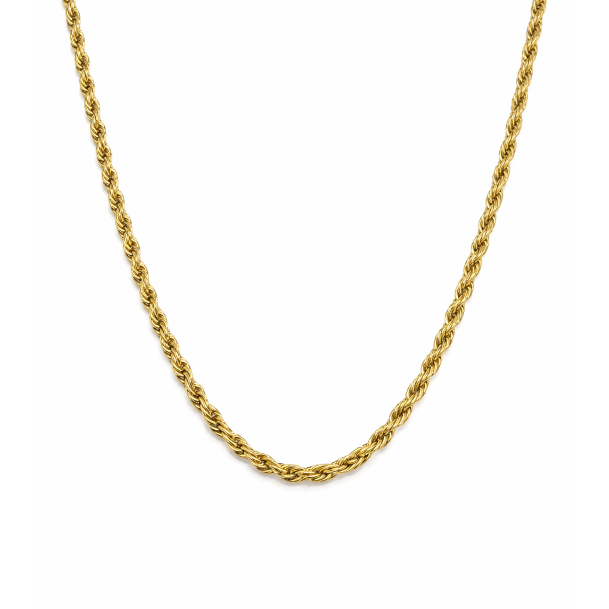 Classic Rope 4mm Halskæde Guldbelagt