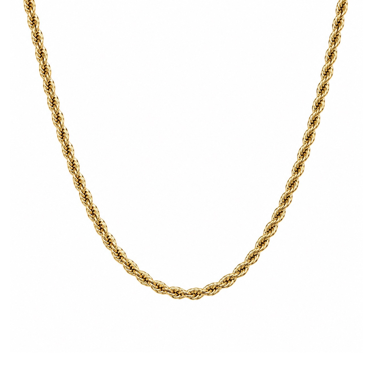 Classic Rope 4mm Halskæde Guldbelagt