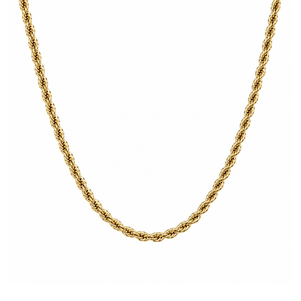 Classic Rope 4mm Halskæde Guldbelagt
