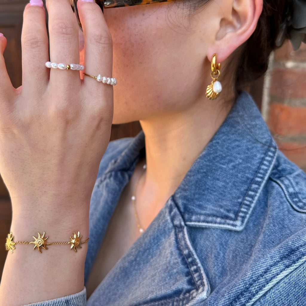 Oceana Charm Hoops Guldbelagt