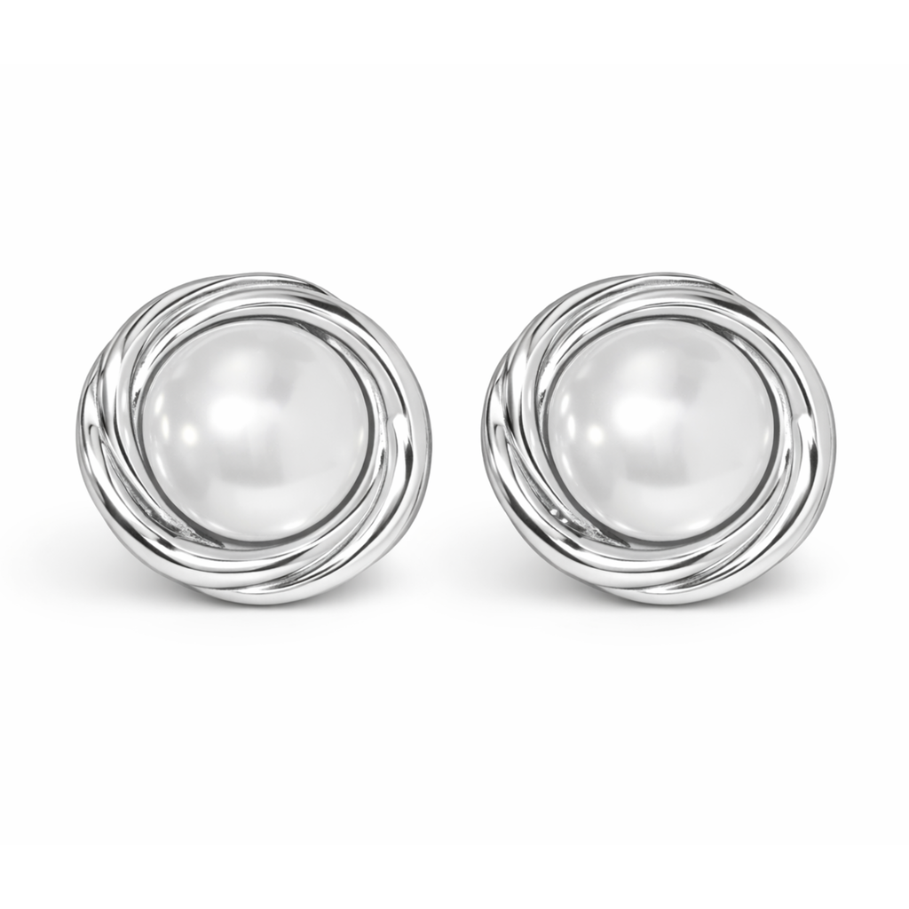 Pearl Frame Studs Sølvfarvet