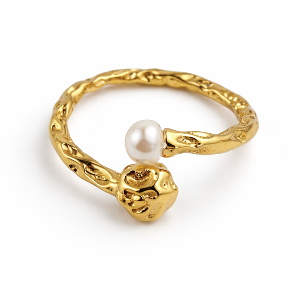Raw Pearl Ring - onesize Guldbelagt