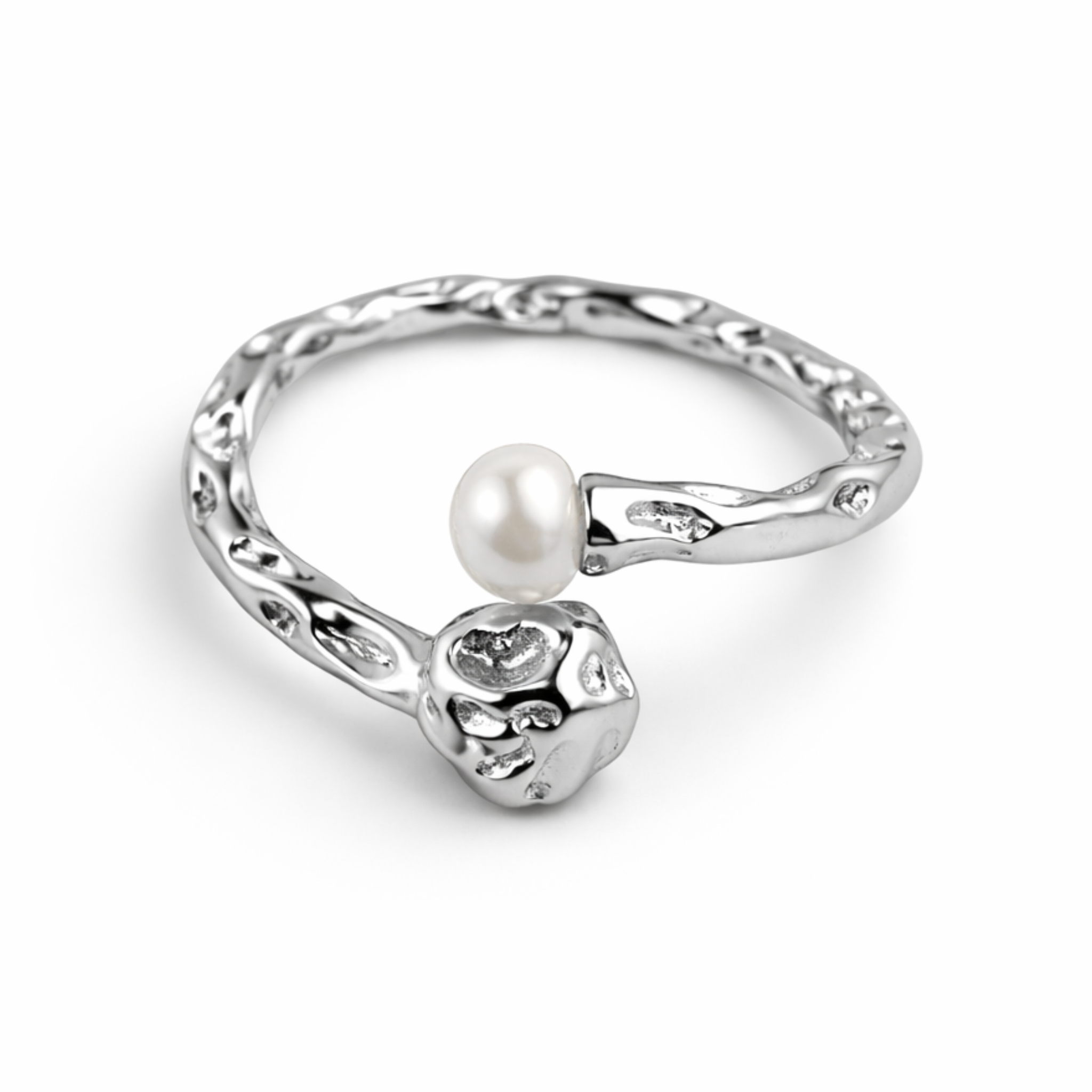 Raw Pearl Ring - Onesize Sølvfarvet