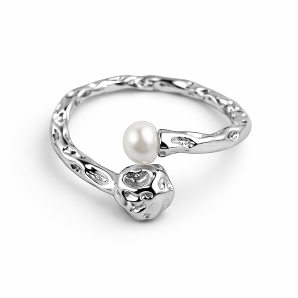Raw Pearl Ring - Onesize Sølvfarvet